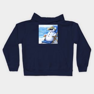 Snowman Chilling on the Beach with a Cocktail Kids Hoodie